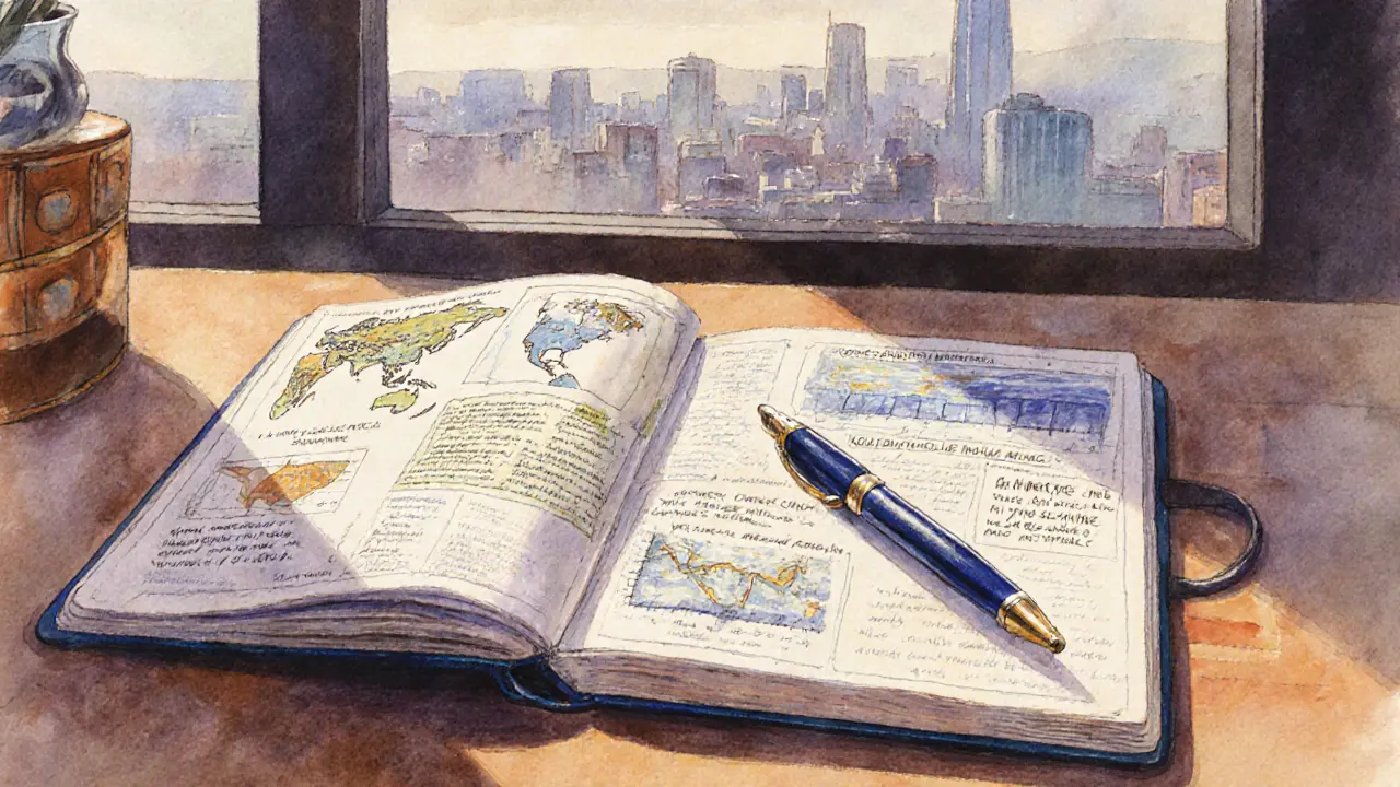 Close-up of a student&#039;s handwritten research journal with diagrams and annotations