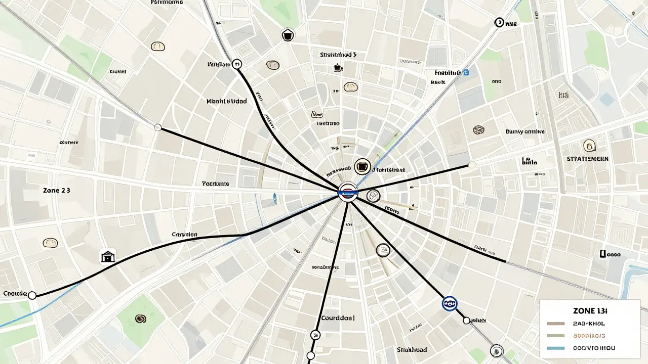 London map showing budget hotel locations in Zone 2-3 near Tube stations.